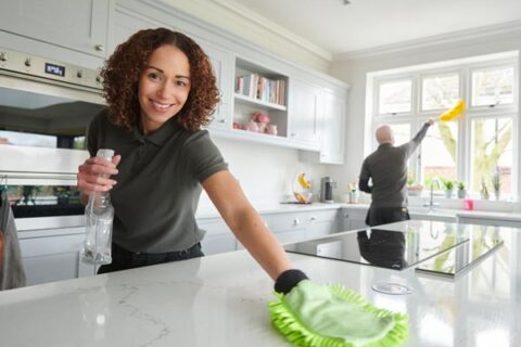 cleaning team cleaning kitchen